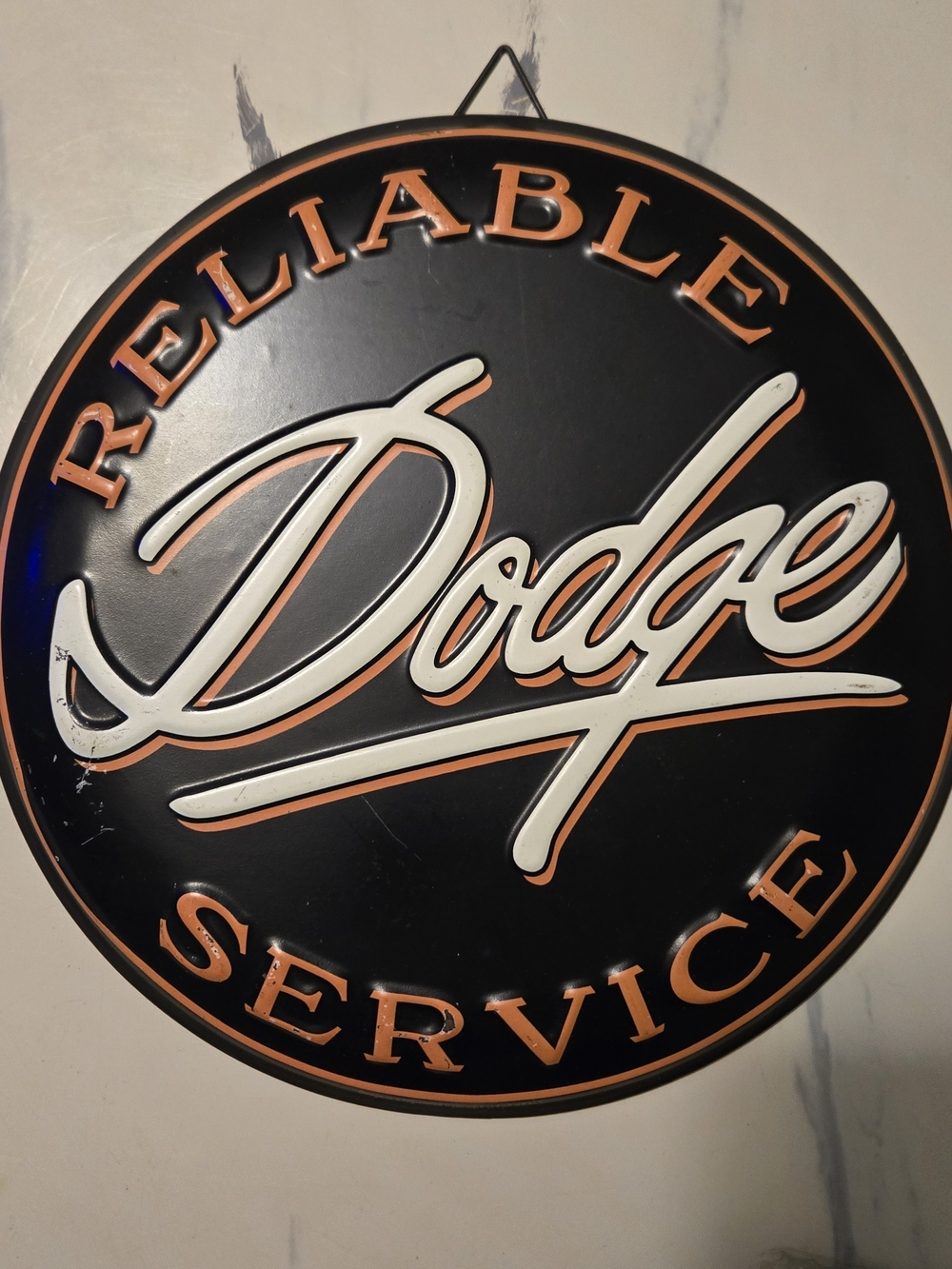 Dodge Reliable Service Round Wall Sign - Black & Orange